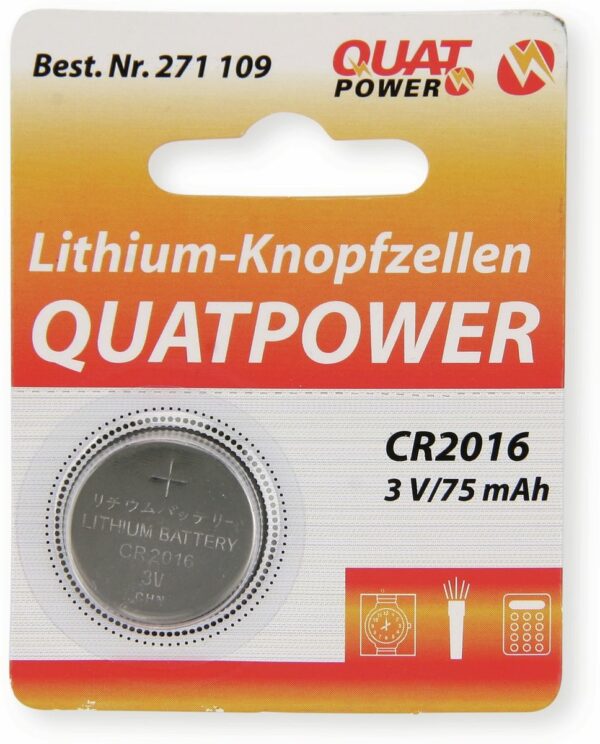 QuatPower Lithium-Knopfzellen CR2016