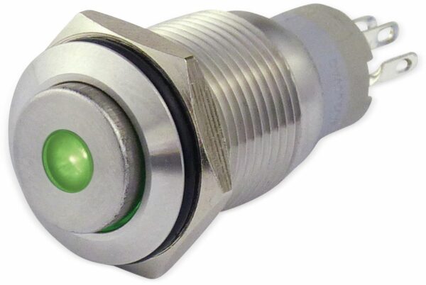 Metalltaster 16 mm mit LED Punktbel. grün