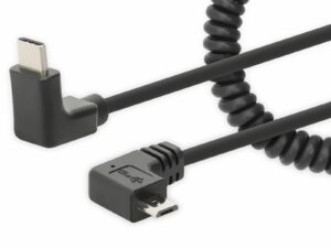 MANHATTEN Micro-USB Ladekabel auf USB-C mit Spiralkabel